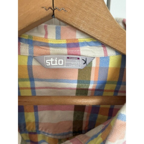 Stio Women’s Organic Cotton Plaid Flannel Long Sleeve Button Down Shirt XLarge - Picture 2 of 5